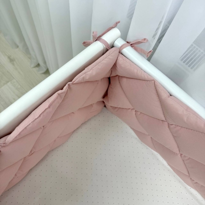 Protectie laterala pentru patut bebe din 4 piese, roz pudra (4)